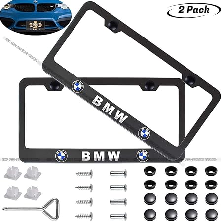 Amazon 2ピース 最新マットアルミニウム合金ナンバープレートフレーム Bmw用 米国標準カーライセンスフレーム Fba ネイティブbmw に対応 外装 エアロパーツ 車 バイク