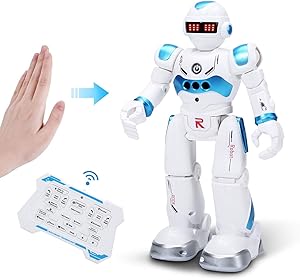 DEERC Robot Toys for Kids Boys Smart Programmable Remote Control Robots with Gesture Sensing,Walking,Talking,Singing,Dancing,Intelligent Toy Gift for Boys Girls