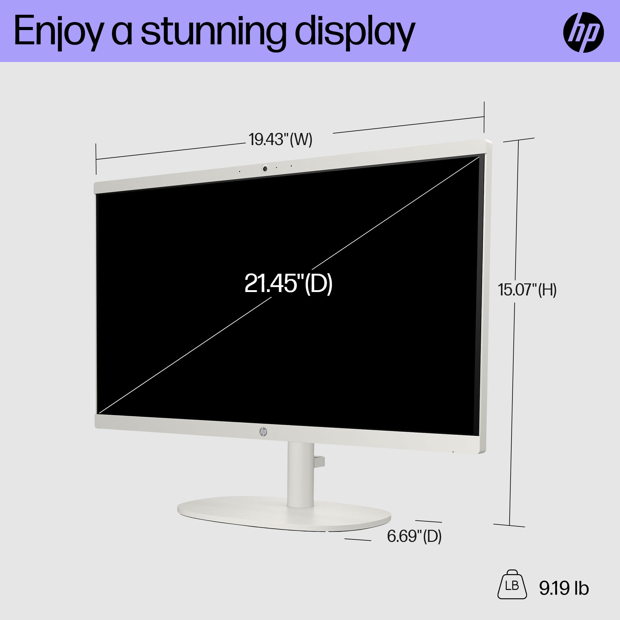 HP 22 Inch AllinOne Desktop PC, FHD Display, Intel N200, 8 GB RAM