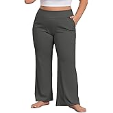 COOTRY Women's Plus Size Wide Leg Pants Yoga Pants with Pockets High Waist Stretch Work Dress Casual Sweatpants