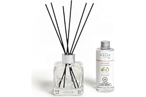 MAISON BERGER – Clear Glass Reed Diffuser Scented Bouquet – 8 Black Reed Sticks (8.3 in) with 3.4 fl oz / 100 mL Fragrance Re