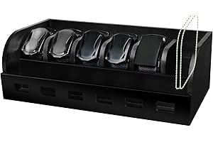 SIKWO Large Adjustable Bamboo Belt Organizer Box, 6 Grids Belt Rack, Belt Organizer for Closet Shelf and Drawer, Tie and Belt Storage Organizer Wall Mount and Displayer for Men Women Father Day (Black)