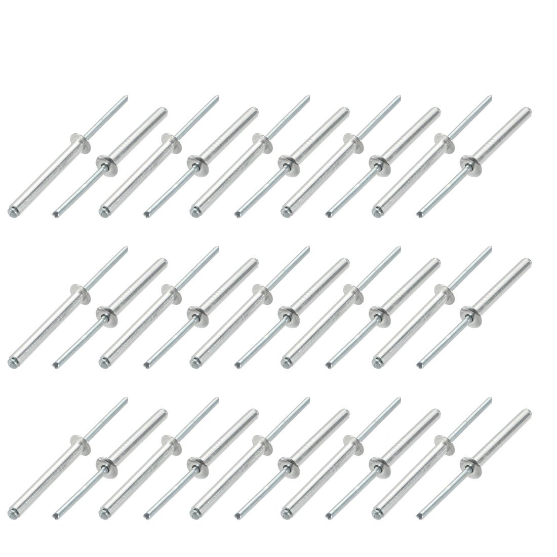 Sourcingmap 30 Pcs 5mm x 40mm Aluminum/Steel Open End Blind Rivets