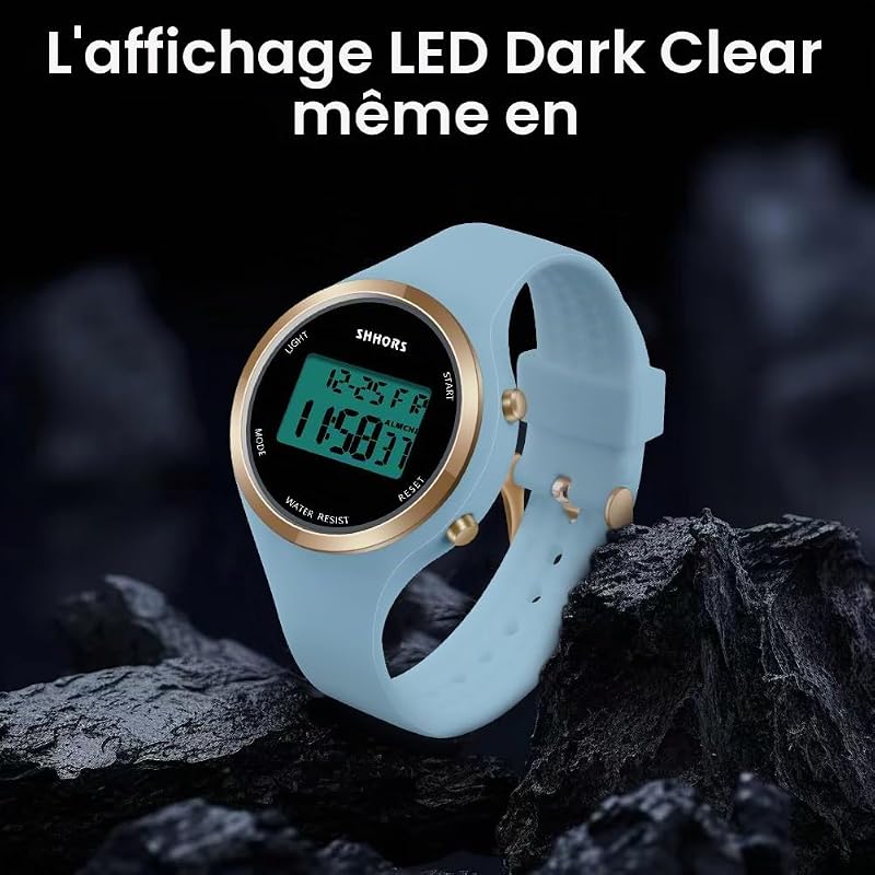 Montre Digitale Femme, LED Montre Numérique avec Chronomètre