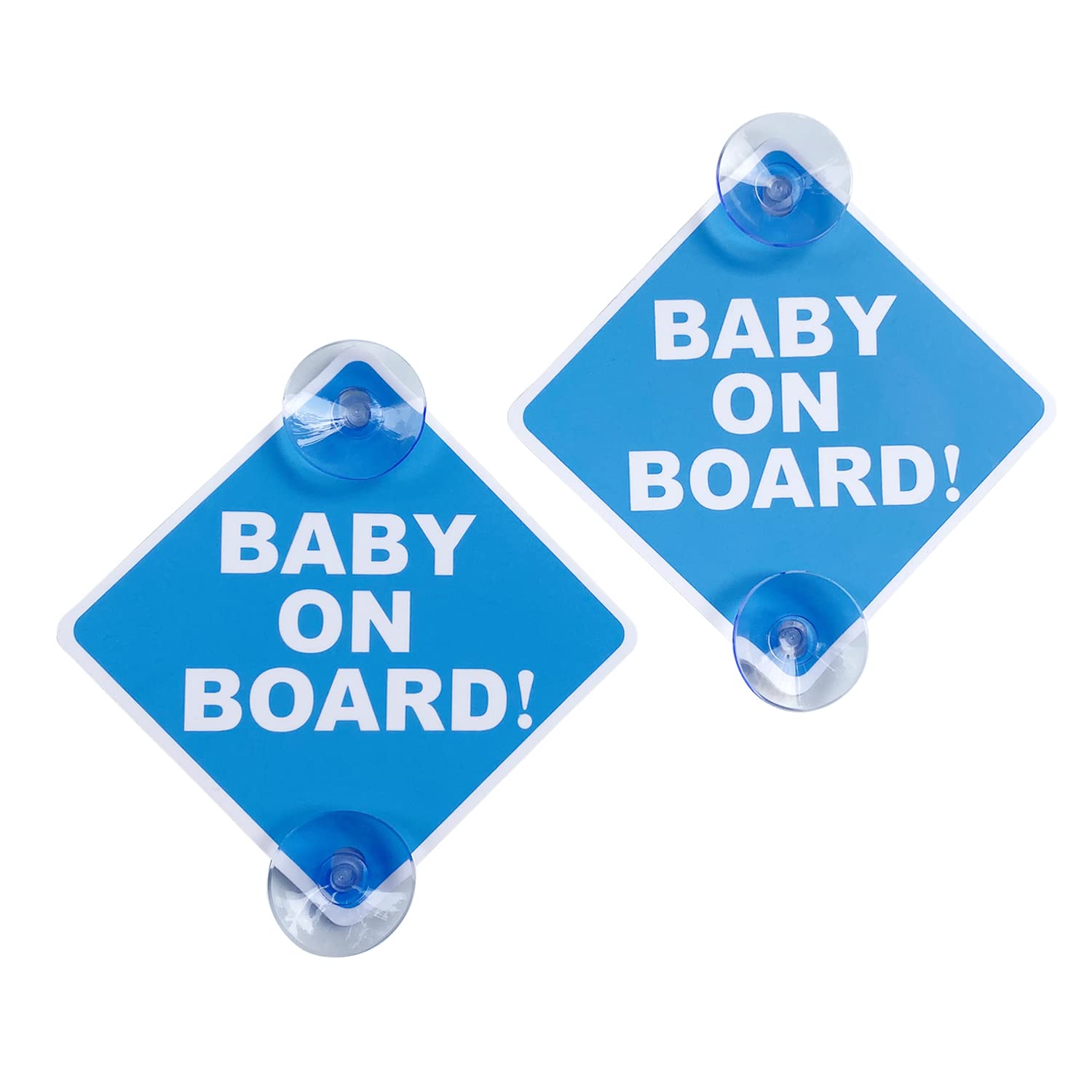WZCNDIDI Baby on Board Sticker for Cars 2PCS with Suction Cups, (Blue)