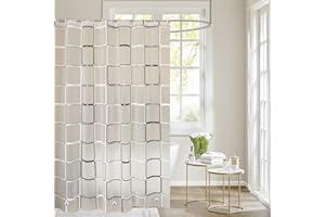 Myratts Plastic Shower Liner - Premium PEVA 5G Shower Curtain Liner with Rustproof Grommets and 3 Weighted Magnets, Waterproof Thickened Shower Curtains for Bathroom (5G - Large Block, 72"*72")