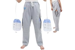 YINGXUE Catheter Leg Bag Pants, Urine Bag Holder Pants for Men/Women, Double Zippered Pockets Holding 2000ml Catheter Bags