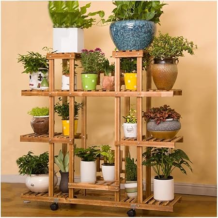 &Macetero Planta de madera maciza puesto de flores en rack Cubierta De