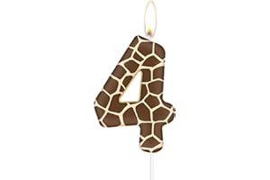 iNINGER Birthday Candles Number 4,Safari Jungle Wild Animals Cake Toppers Wild Animal 4th Cake Decorations for Baby Shower Safari Jungle Theme Party Supplies