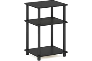 Furinno Just 3-Tier Turn-N-Tube End Table / Side Table / Night Stand / Bedside Table with Plastic Poles, 1-Pack, Americano/Black