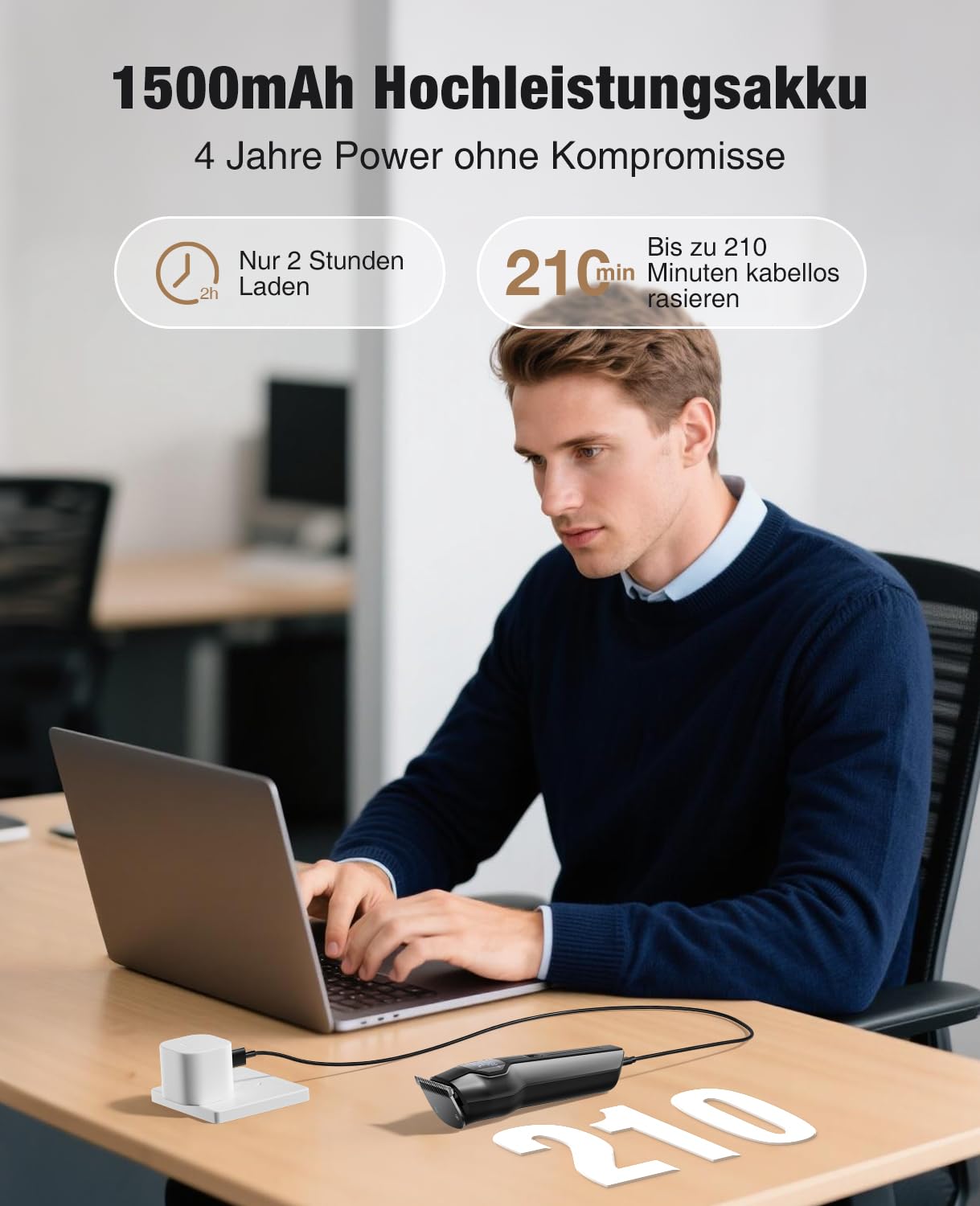 12-in-1 Barttrimmer Herren, Haarschneider, Körperrasierer, Nasenhaarschneider, kensen Bartschneider Herren IPX7 Wasserdicht Bartrasierer 210Min LED-Anzeige USB-C Ganzkörper-Haarpflege 6000/7000RPM 3