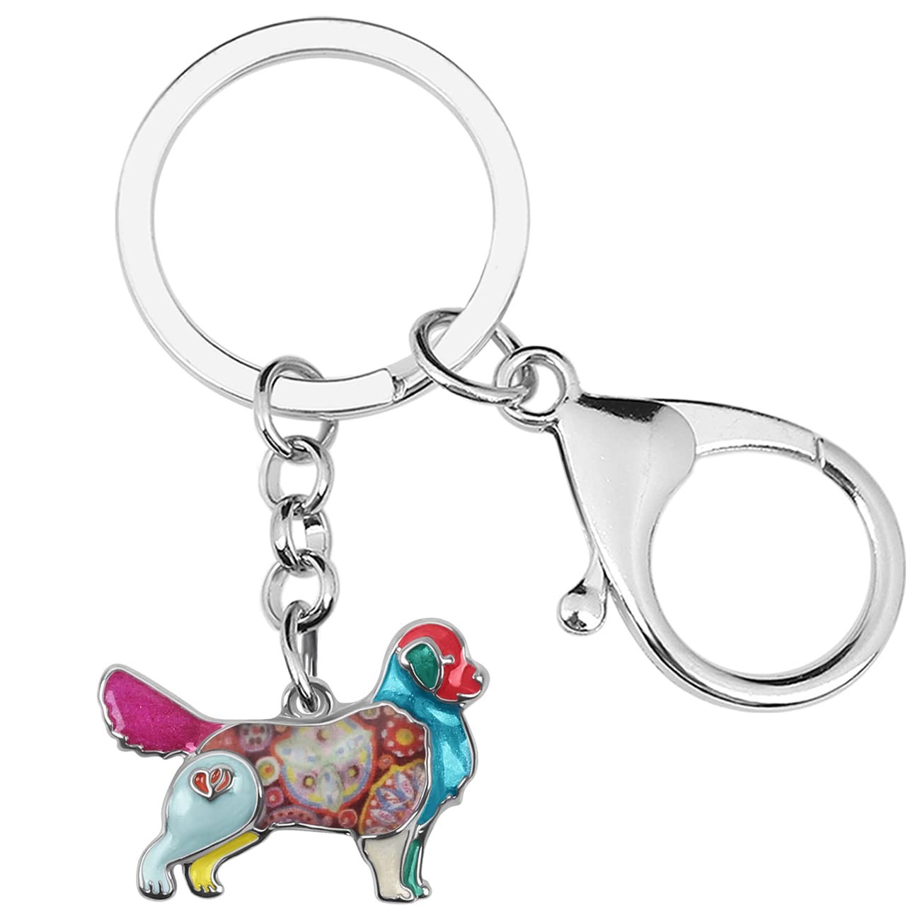 Enamel Alloy Golden Retriever Keychain Pet Dog Keyring For Women Girls Bag Wallet Charms Gift (Multicolor)