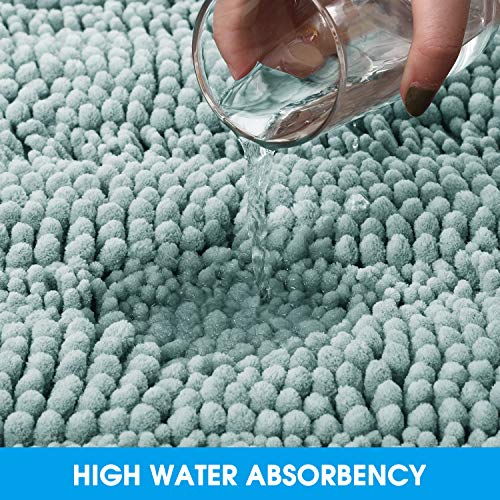 HOMEIDEAS Eggshell Blue Bathroom Rugs 2 Pieces Set, 20"x32" Plus 17"x24