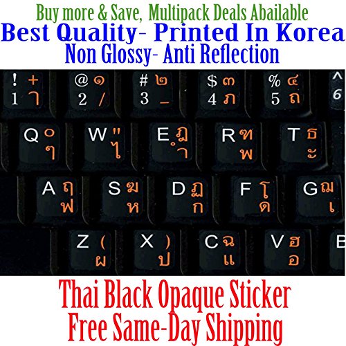 Thai English Non Transparent Black Background Keyboard Computer Stickers