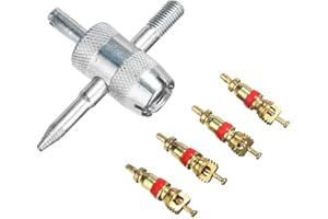 5Pcs/Set Car Bike 4 Way Tire Valve Repair Tool Set Bicycle Wheel Valve Remover Valve Stem Cores Kit Durable Design