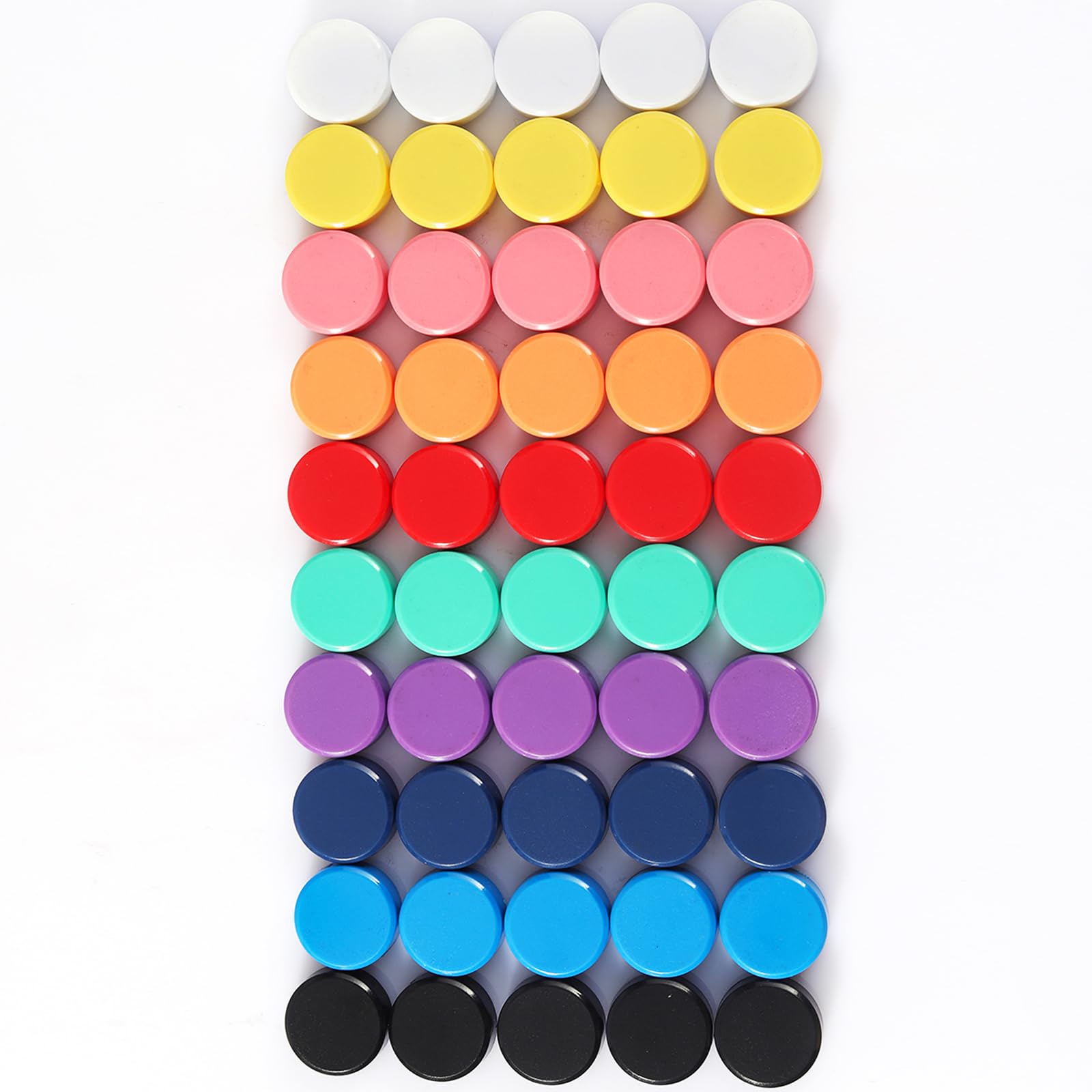 PYJLBX 50 Pack Fridge Magnets - 10 Colours Heavy Duty Magnets, Round Mini Magnets for Whiteboard, Refrigerator, Notice Board & Crafts - Multi-Purpose Strong Small Magnet for Adults, Home & Office