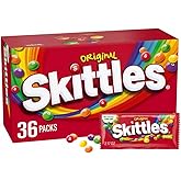 SKITTLES Original Chewy Candy, Full Size Bulk Candy, 2.17oz, Pack of 36 | Original Flavor Chewy Candy, Individually Wrapped Full Size Packs, Great for Parties, Events, Sharing and Pantry Stocking