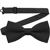 Luckyvestir Mens Bow Tie, Solid Bow Ties for Men, Pre-tied Black Bowties Men for Tuxedo Business Daily