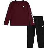 Hurley boys Long Sleeve Soft Basic Cloud Slub T-shirt and Shorts 2-piece Outfit Set