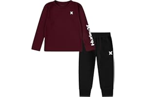 Hurley boys Long Sleeve Soft Basic Cloud Slub T-shirt and Shorts 2-piece Outfit Set2-Piece Outfit Set