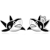 Shark Earrings 925 Sterling Silver Great white shark Stud Earrings Cute Sharks Jewelry Gifts for Women