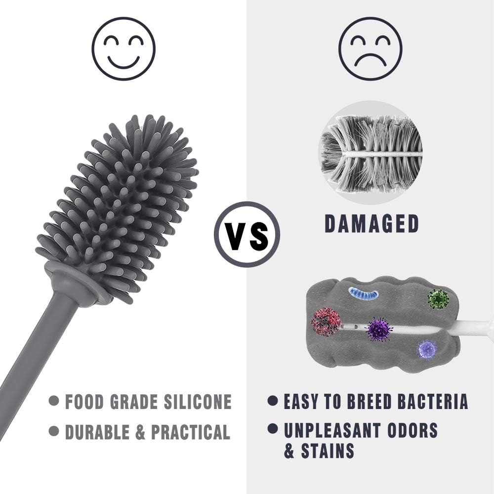 ddLUCK Silicone Bottle Cleaning Brush with Long Handle, 31cm Water Bottle Cleaner for Baby Bottles Hydro Flask, Sports Bottle - Image 4