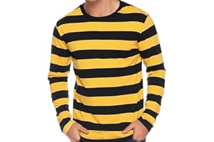 Ezsskj Mens Blues Clues Costume Where's Waldo Costumes Bumble bee Costumes Mime Halloween Costume Long Sleeve Shirt