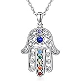 Chakra/Tree of Life/Evil Eye Hamsa Hand Necklace 925 Sterling Silver Hamsa Hand Gifts Christmas Jewelry for Women Mom Mother