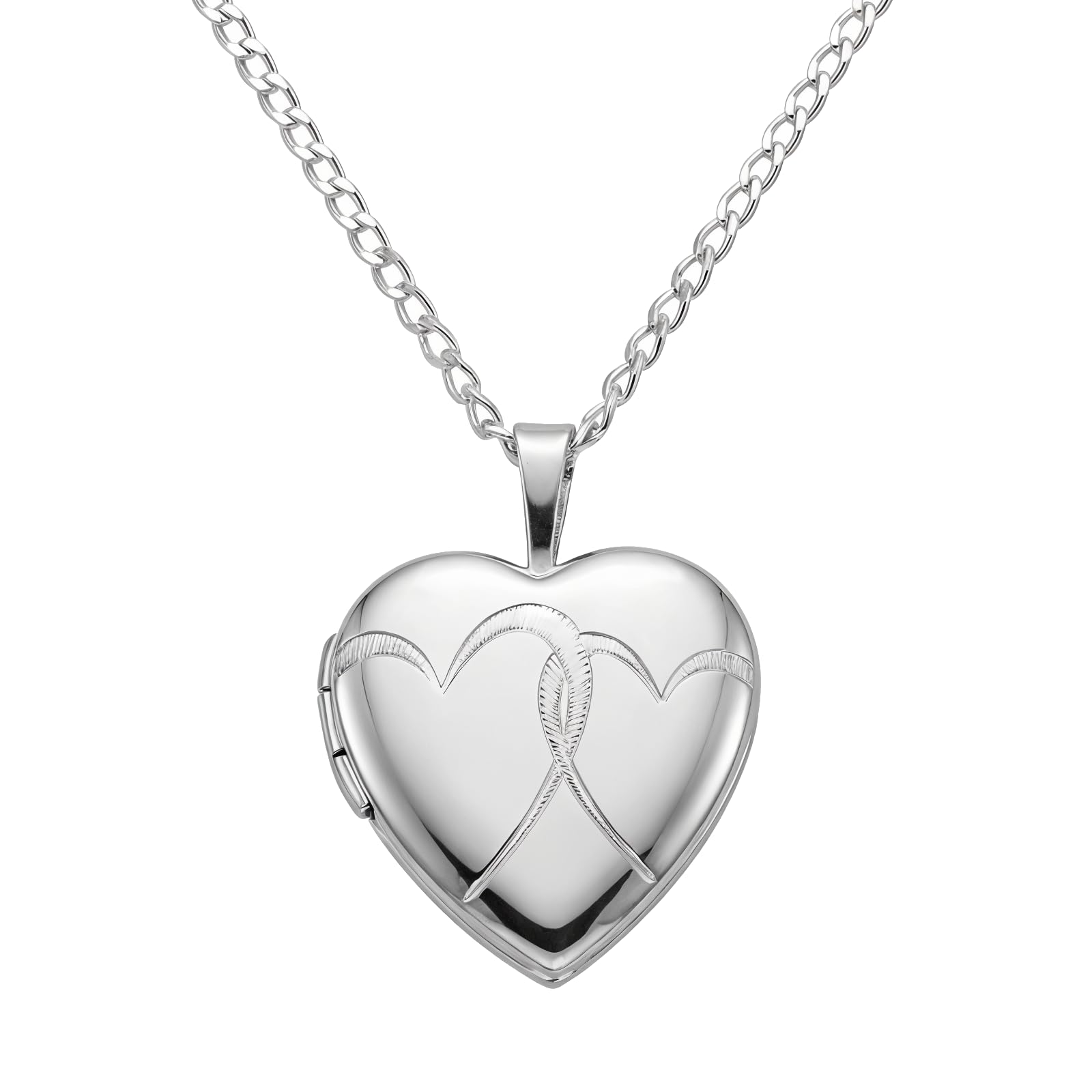 Girls Sterling Silver Hearts Locket with 16" Silver Chain - Space for 2 photographs inside