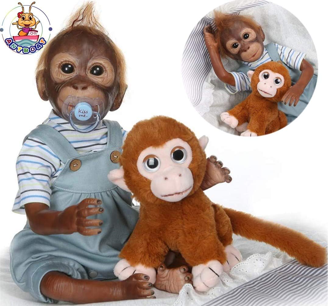 Antboat Charmant 21 Pouces 52cm Reborn Poupee Bebe Singe Garcon Silicone Souple Vinyle Realiste Fait Main Jouets De Bebe Nouveau Ne Magnetique Cadeaux De Noel Reborn Dolls Poupees Poupons Et Accessoires Jeux Et