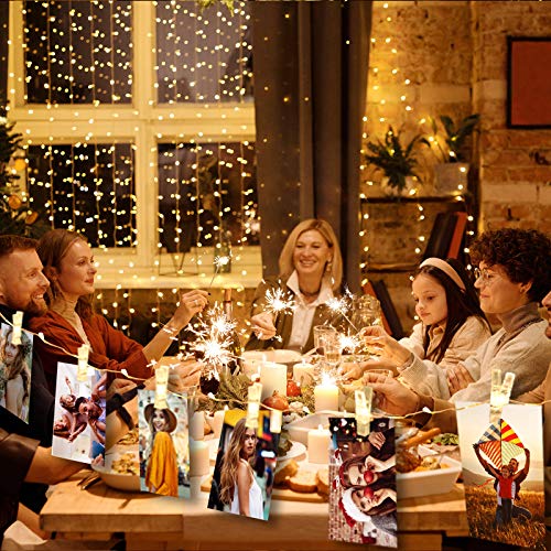 aifulo LED Foto Lichterkette,Foto Clip Lichterketten 2M 20 LED Warmes Gelb ，LED Fotoclips Lichterkette Dient zum Dekorieren von Zimmern, Wohnzimmern, Weihnachten, Hochzeiten und Partys-Batteriebetrieb