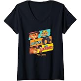 Women's DreamWorks Puss In Boots: The Last Wish Logo Panels V-Neck T-Shirt