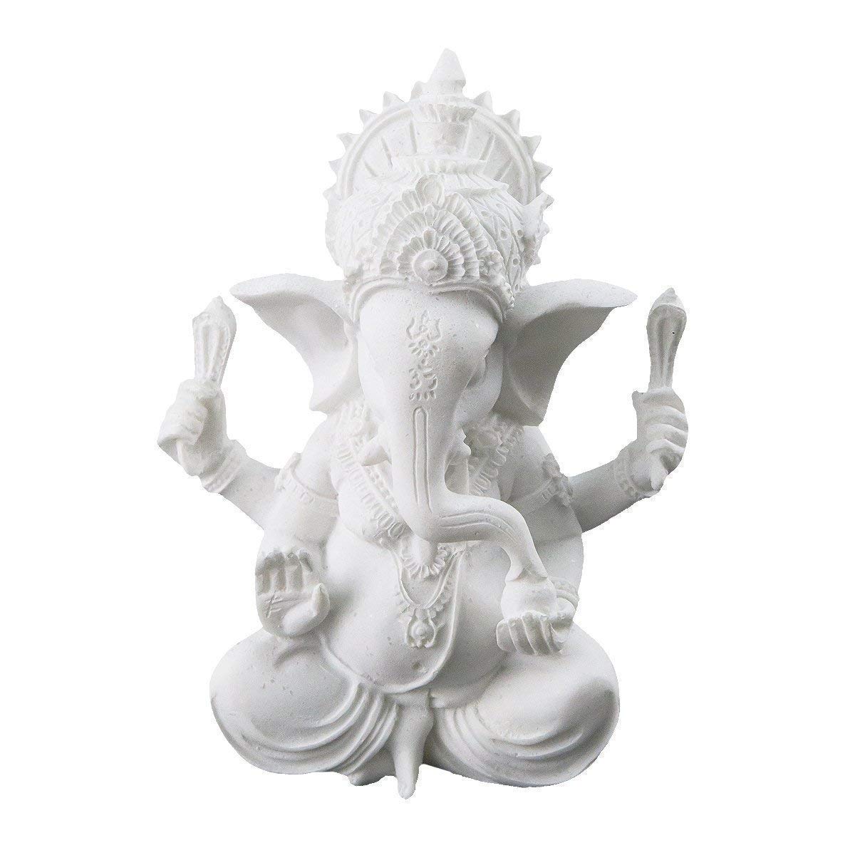 Dawa White Ganesha Elephant God Statue Sandstone Handmade Sculpture Buddha Figurine Decoration for Home Decoration Crafts Gifts