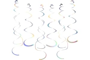 FUMWASE Party Swirl Decorations Iridescent Shinny Foil Hanging Swirl Decorations Plastic Streamer for Ceiling Plastic Streamer for Party Decorations Metallic Hanging Swirl Pack of 30