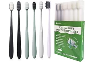 EasyHonor Extra Soft Toothbrush for Sensitive Gums, Micro-Nano Manual Toothbrush with 20000 Soft Floss BristleS 6 packs(gray 