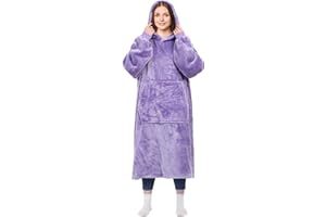 KPBLIS Wearable Blanket Hoodie Gifts for Women and Men, Oversized Hooded Blankets Sweatshirt Adult Birthday Gifts for Mom Girlfriend Gifts, Cozy Fleece Blanket with Sleeves and Giant Pocket, Lilac