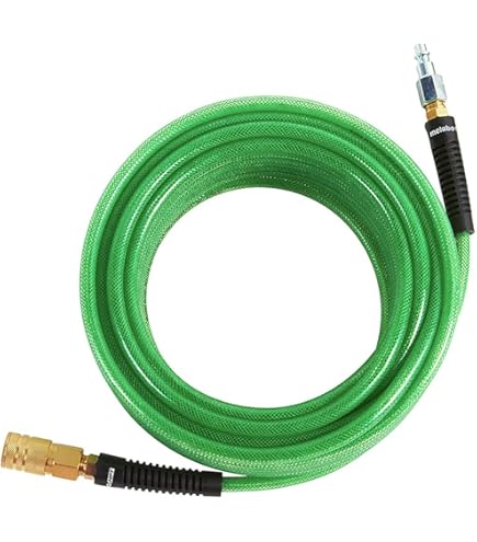 Coilhose Pneumatics PFE61004TR Flexeel Reinforced Polyurethane Air Hose, 3/8-Inch ID, 100-Feet Length With (2) 1/4-Inch MPT Strain Relief Fittings