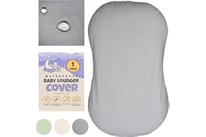 Snugglekid 100% Waterproof Baby Lounger Cover - 2-Ply Organic Cotton Slipcovers Keep Your Lounger Clean & Your Baby Comfy - Machine Washable - (Lounger Not Included) - Gray
