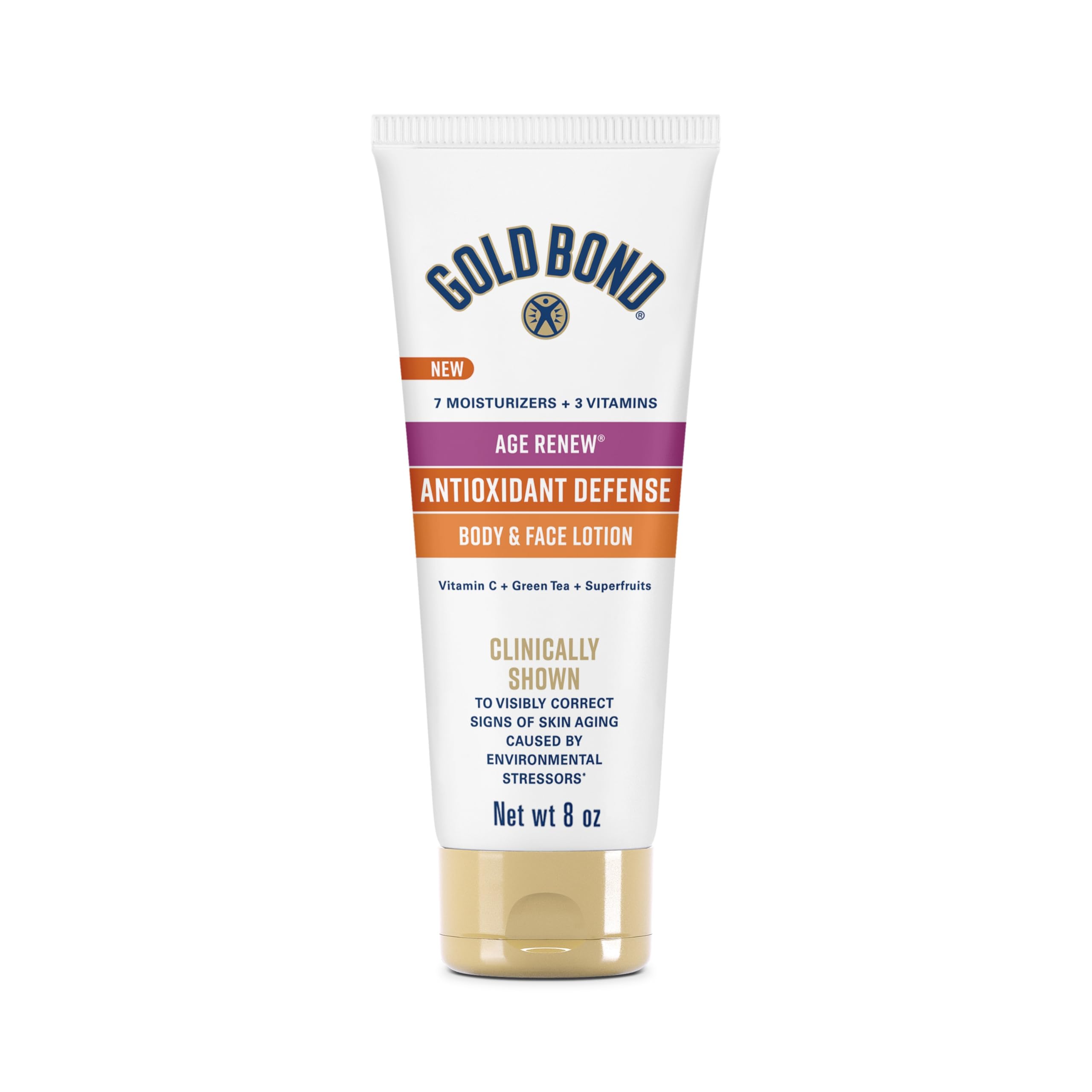 Photo 1 of Gold Bond Age Renew Antioxidant Defense Body & Face Lotion, Brightens, Smooths & Evens Skin Tone, Nongreasy Moisturizer With Vitamin C, Superfruits & Green Tea, 8 oz.