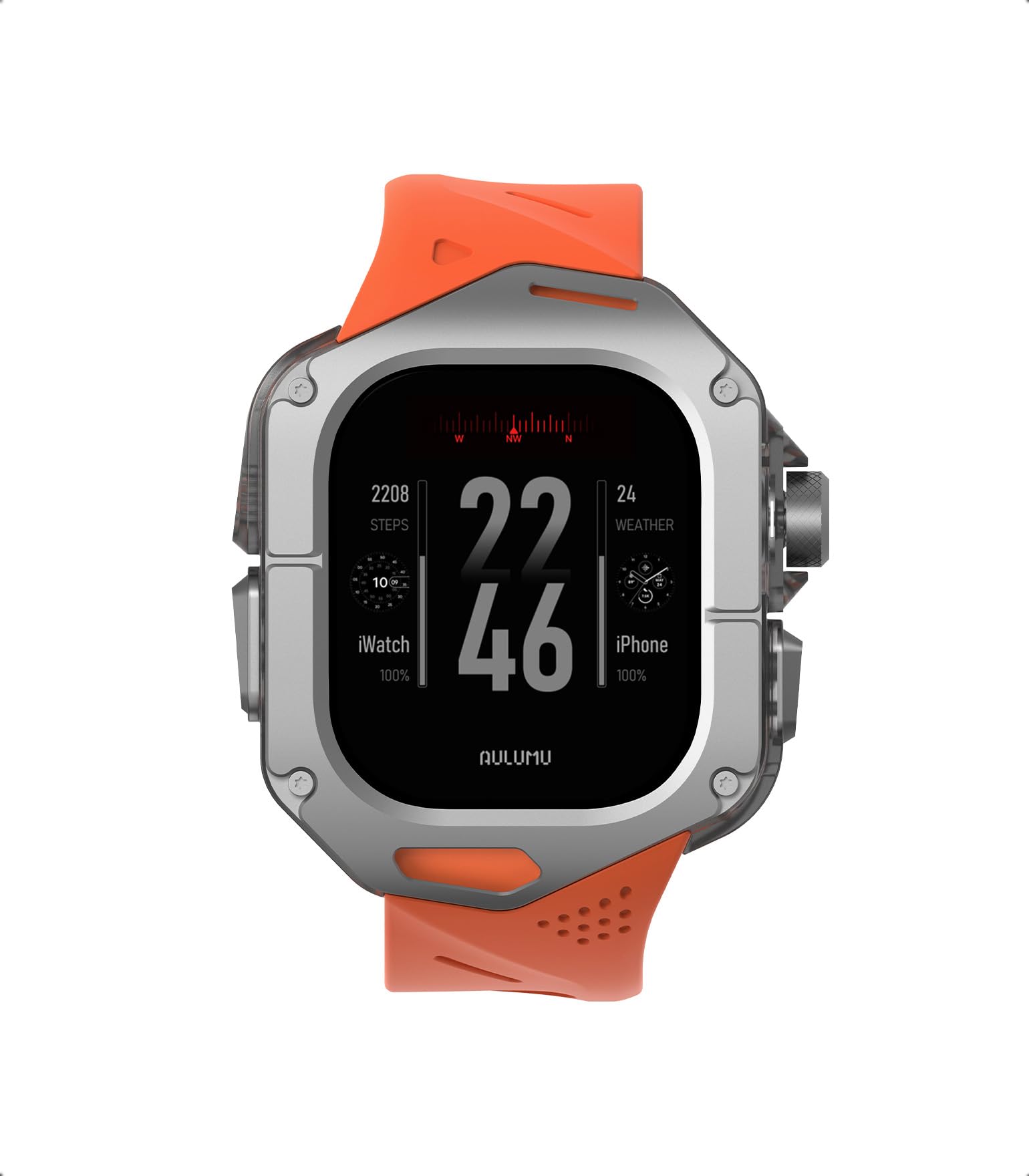 Photo 1 of Aulumu A01 Titanium Case with Apple Watch Ultra Band 49MM | Luxury Design | Only for Apple Watch Band Ultra 1/2/3 49mm | Titanium Case with Orange Straps