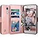 LG Aristo Case, LG Phoenix 3 Case, LG K8 2017 Case, LG Fortune Case, LG Risio Case, LG Rebel 2 LTE Case, LK Luxury PU Leather Wallet Flip Protective Case Cover with Card Slots and Stand (Rose Gold)