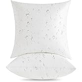 Oubonun 18 x 18 Outdoor Pillow Inserts (Pack of 2) - Square Waterproof Throw Pillow - Decorative Throw Pillows Insert for Couch Sofa Bed Patio Furniture - White Pillow