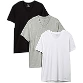 Calvin Klein Men`s Cotton Classic Fit V Neck T Shirts 3 Pack (Heather Grey(NP2206-900)/White/Black, Small)