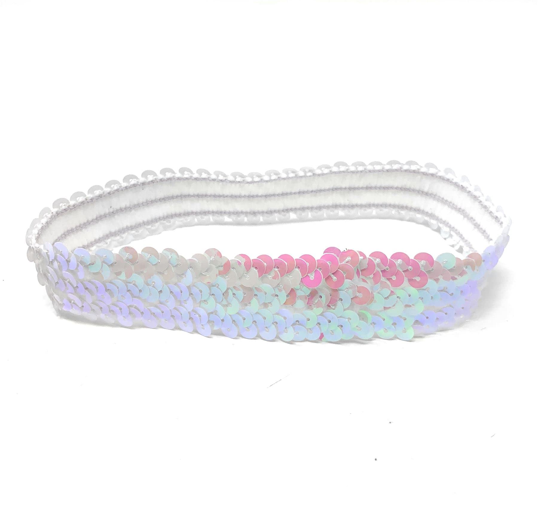 White Womens Sequin Polyester Fancy Dress Headband 38 x 3cm — image 1