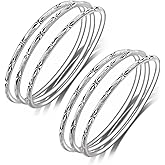 Sterling Silver Bangle Bracelets for Women,Fashion Jewelry Simple Adjustable 925 Silver Cuff Bangles for Women Mom Wife Valentine Mothers Day Gift
