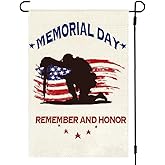 RABUSOFA Memorial Day Patriotic Garden Flag 12x18 Inch Double Sided for Outside, Remember and Honor American Veteran Soldier 4th of July Holiday Yard Flag Outdoor Decoration 1-12