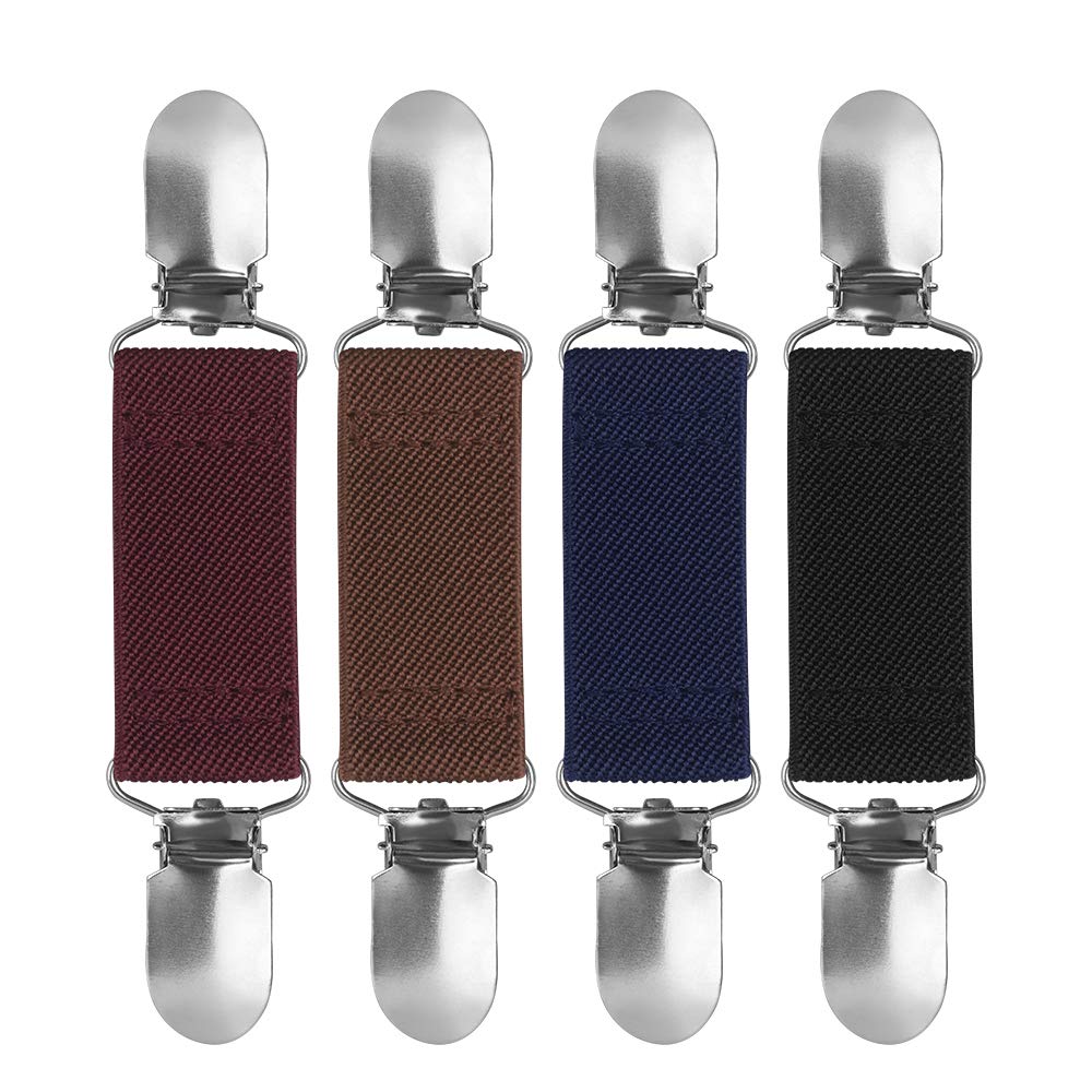 Dadabig 4 PCS Sweater Cardigan Clips, Elasticated Cinch Clip Unisex Simple Elegant Sweater Clothing Chain Fit Clip for Women and Men, 4 Colors