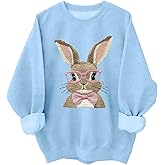 Retro Easter Bunny Sweatshirt Coquette Bow Bunny Ears Shirts Easter Tops