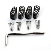 OVSAL 4 String Bass Bridge String Locks Zinc Alloy Locking String Retainer Individual String Clamps for 4-String Headless Electric Bass Replacement Parts Black