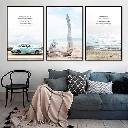 Peintures Decoratives 3 Panneaux Le Paysage De Plage En Toile Wall
